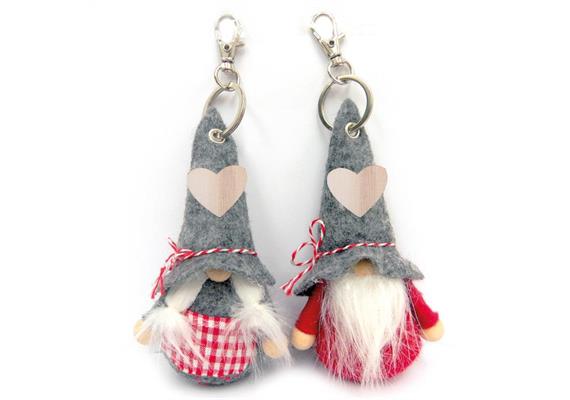 Schlüsselanhänger Gnom, 13 cm, 2 assortiert