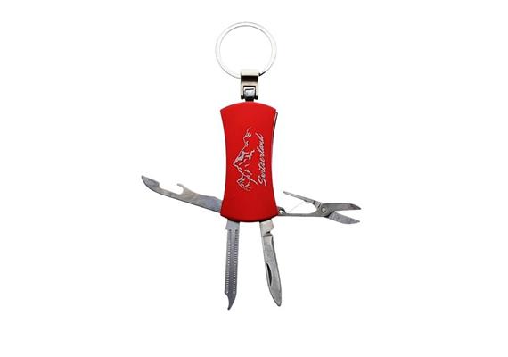 Schlüsselanhänger Metall Multi-Funktion rot, 6.2 x 2.9 cm - Switzerland