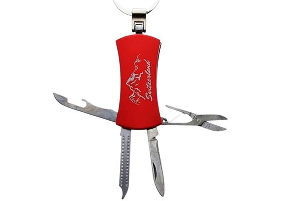 Schlüsselanhänger Metall Multi-Funktion rot, 6.2 x 2.9 cm - Switzerland