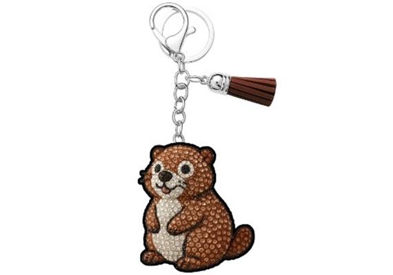 Schlüsselanhänger Murmeltier mit Glitzersteinen