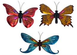 Schmetterling aus Metall, 3 assortiert, 26 x 36cm