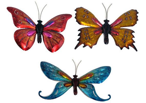 Schmetterling aus Metall, 3 assortiert, 26 x 36cm