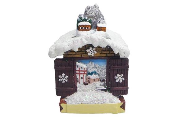 Schneekugel Haus mit Fensterläden, Winter, 4.5cm