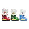 Schneekugel Herz mit Skischuh rot, grün und blau, 4.5cm, 3 assortiert