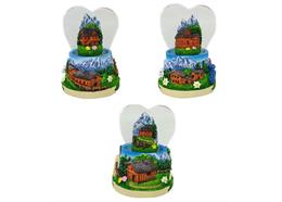 Schneekugel Herzform, Sommerlandschaft, 4.5cm, 3 assortiert