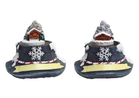 Schneekugel Hut mit Schneeflocke, 2 assortiert, 4.5 x 4.5cm