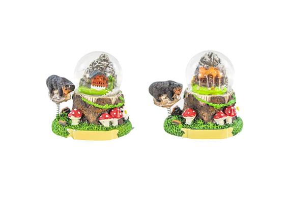 Schneekugel mit Landschaft und Bär, 3.5cm, 2 assortiert