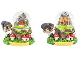 Schneekugel mit Landschaft und Bär, 3.5cm, 2 assortiert