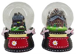 Schneekugel Schürze Edelweiss, 4.5cm, 2 assortiert