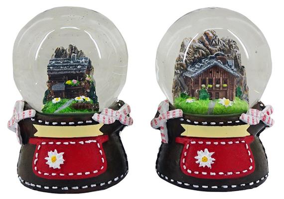 Schneekugel Schürze Edelweiss, 4.5cm, 2 assortiert