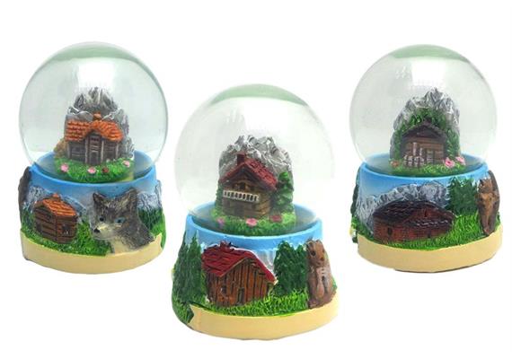 Schneekugel Sommerchalet und Blumenwiese, 3.5cm, 3 assortiert