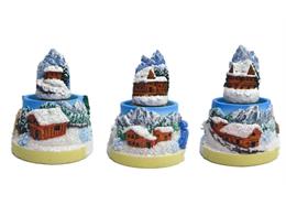 Schneekugel Winter Berg Chalet, 4.5cm, 3 assortiert