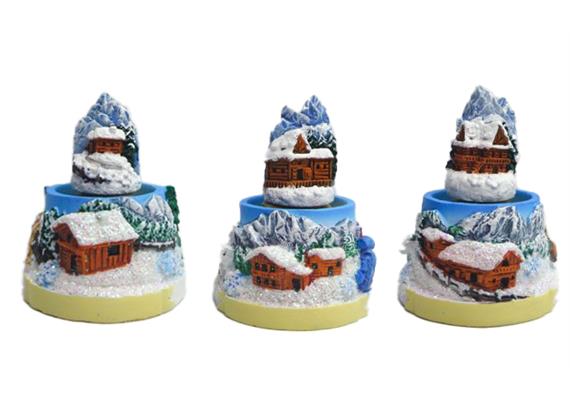 Schneekugel Winter Berg Chalet, 4.5cm, 3 assortiert