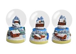 Schneekugel Winter Berg Chalet, 4.5cm, 3 assortiert