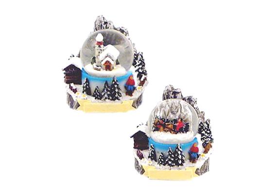 Schneekugel Winter Kutsche & Kapelle, 2 assortiert, 3.5cm