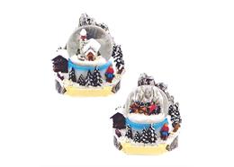 Schneekugel Winter Kutsche & Kapelle, 3.5cm, 2 assortiert