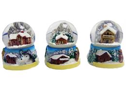Schneekugel Winter, mit Husky, 3.5cm, 3 assortiert