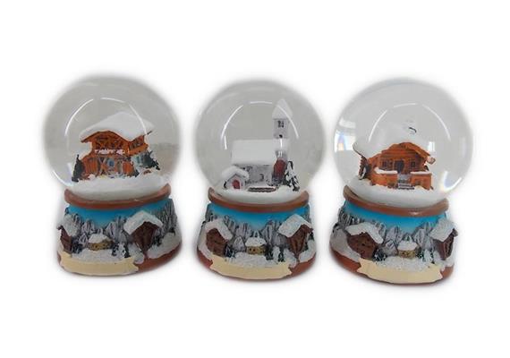 Schneekugel Winterlandschaft, 4.5cm, 3 assortiert