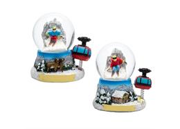 Schneekugel Winterlandschaft mit roter Gondel, 3.5cm, 2 assortiert