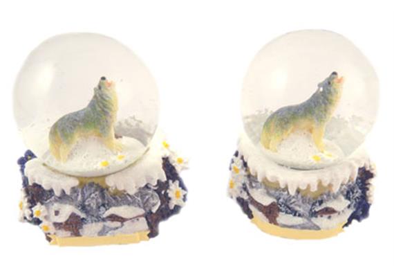 Schneekugel Wolf Winterlandschaft, 4.5cm, 2 assortiert