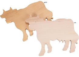 Schneidebrett Buche in Kuh Form 35.5x27.5x2 cm roh