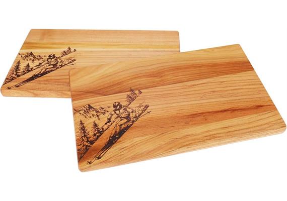 Schneidebrett FSC Kirsche 30x18 cm geölt - Skifahrer