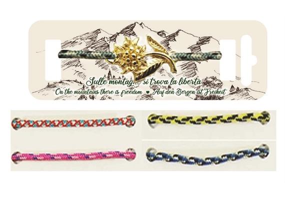 Seil Armband / Fusskette mit Gold Edelweiss 4 assortiert