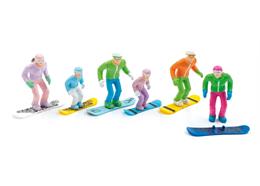 Set mit 6 Figuren stehend mit HEAD Snowboards
