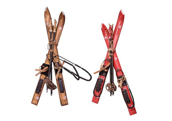 Ski aus Holz mit Stöcken, 50 cm braun für Souvenir Matterland