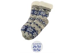Socken beige/blau mit versch. Muster, Gr. XS 29/32