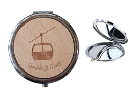Spiegel mit Holzdeckel, Gravur St.Moritz, Gondel