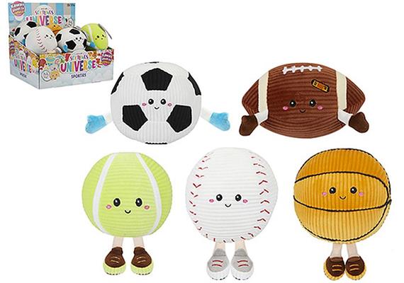 Sporties Plüsch Bälle, 15 cm, Display mit 12 Stück, assortiert