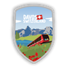 Stockwappen Davos Berglandschaft mit Zug