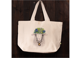 Strandtasche Blumenschaf in weiss, 40 x 39 x 19cm