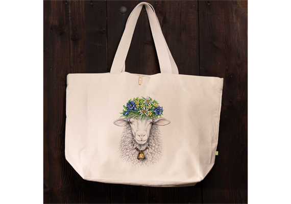 Strandtasche Blumenschaf in weiss, 40 x 39 x 19cm