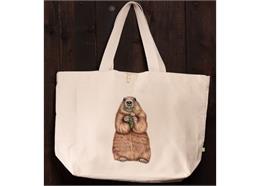 Strandtasche Murmeltier in weiss, 40 x 39 x 19cm