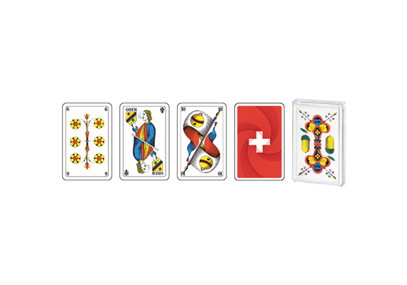 Swiss Flag Jass Karten in transparenter Box