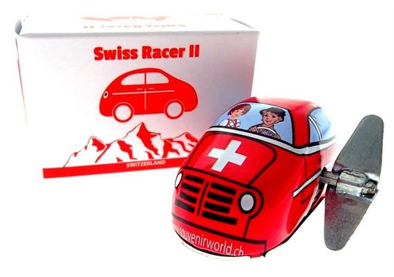 Swiss Racer II Wind Up, Mini Blech Auto zum Aufziehen mit Heidi und Peter