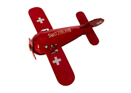 Switzerland Mini Blech Flugzeug, 4.5 x 4 x 2 cm