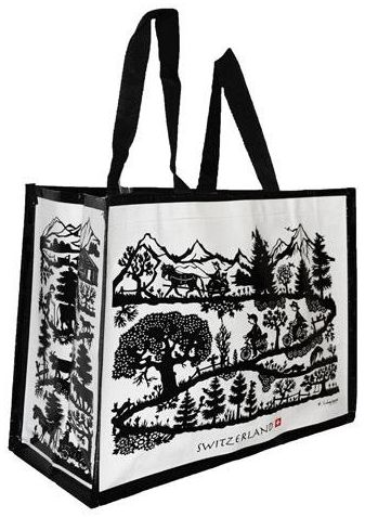 Shopping Bag, Einkaufstasche faltbar, schwarz-rot Switzerland,  Portemonnaie/Taschen - creanorm polypins