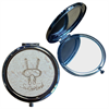 Taschenspiegel mit Holzdeckel, Gravur Switzerland, Ski und Brille