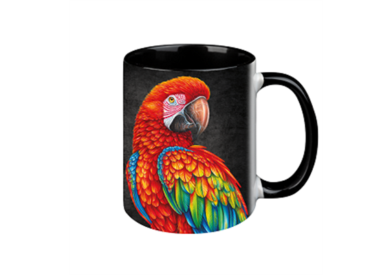 Tasse Black Edition - Papagei, 330ml