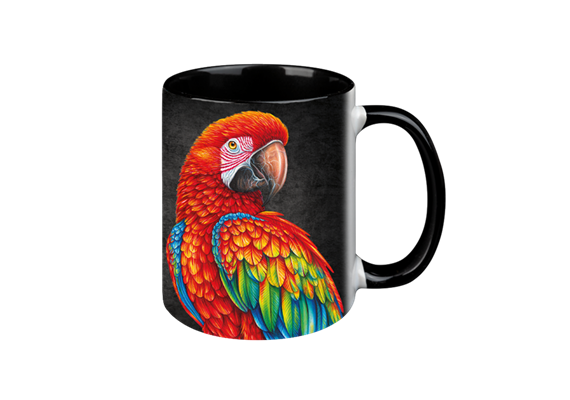 Tasse Black Edition - Papagei, 330ml