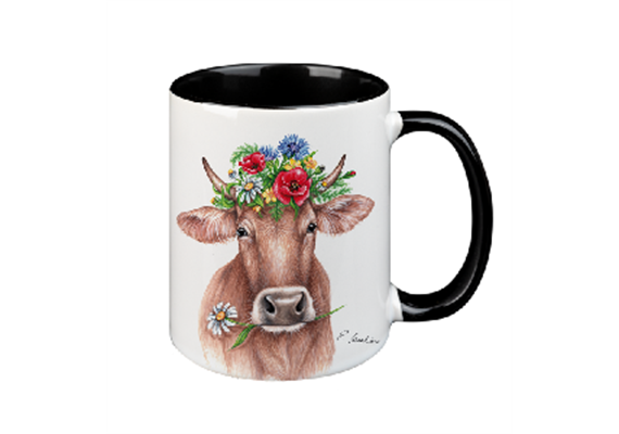 Tasse Blumenkuh, schwarz innen, 330ml