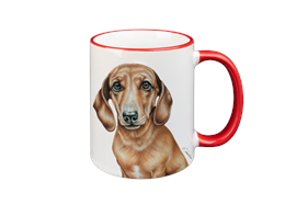 Tasse Dackel, rot, 330ml