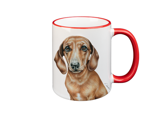Tasse Dackel, rot, 330ml