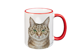 Tasse Katze, rot, 330ml
