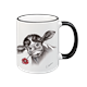 Tasse Kuh mit Blume, schwarz, 330ml