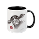 Tasse Kuh mit Blume, schwarz innen, 330ml