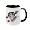 Tasse Kuh mit Blume, schwarz innen, 330ml